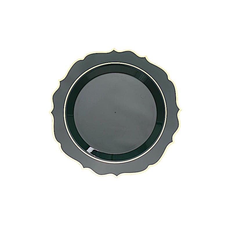 10 pcs 8" White Plastic Dessert Plates With Scalloped Rim - Disposable Tableware