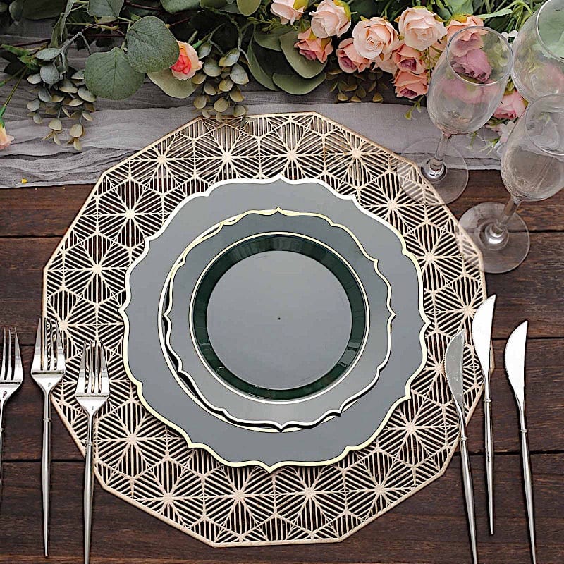 10 pcs 8" White Plastic Dessert Plates With Scalloped Rim - Disposable Tableware