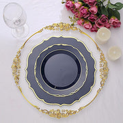 10 pcs 8" White Plastic Dessert Plates With Scalloped Rim - Disposable Tableware