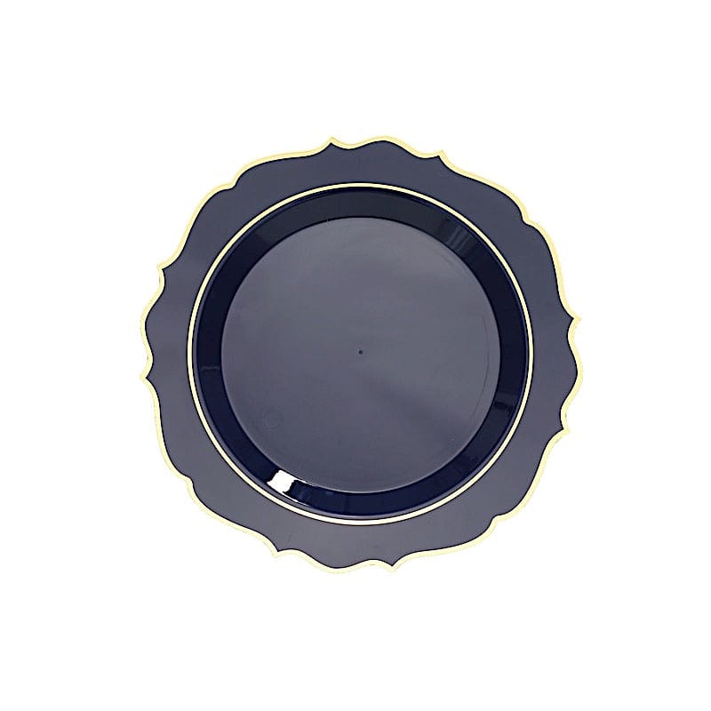 10 pcs 8" White Plastic Dessert Plates With Scalloped Rim - Disposable Tableware