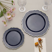 10 pcs 8" White Plastic Dessert Plates With Scalloped Rim - Disposable Tableware