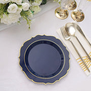 10 pcs 8" White Plastic Dessert Plates With Scalloped Rim - Disposable Tableware