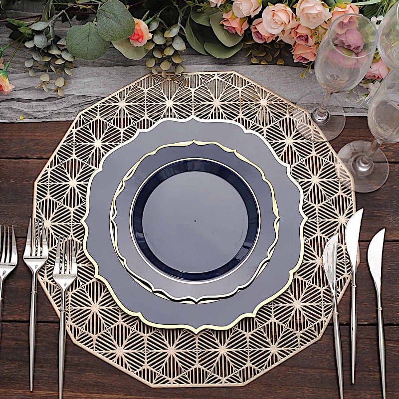 10 pcs 8" White Plastic Dessert Plates With Scalloped Rim - Disposable Tableware