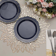 10 pcs 8" White Plastic Dessert Plates With Scalloped Rim - Disposable Tableware