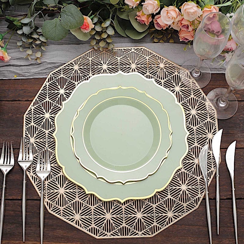 10 pcs 8" White Plastic Dessert Plates With Scalloped Rim - Disposable Tableware