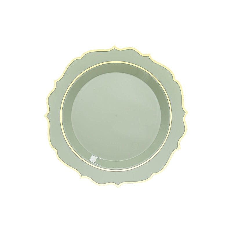 10 pcs 8" White Plastic Dessert Plates With Scalloped Rim - Disposable Tableware
