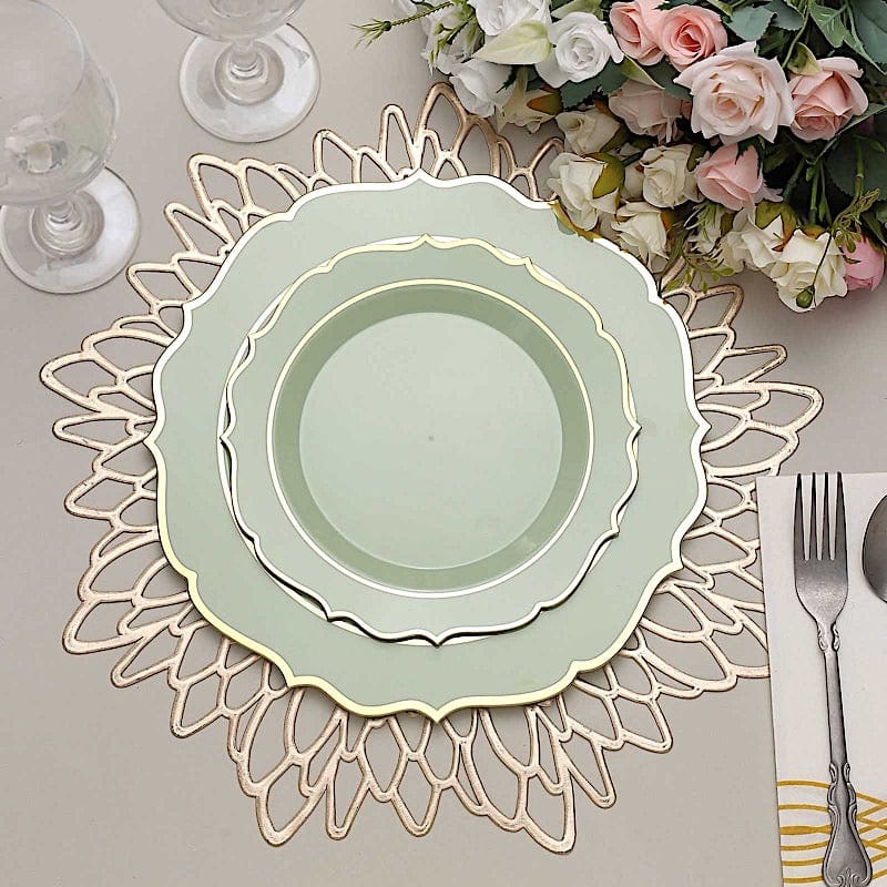 10 pcs 8" White Plastic Dessert Plates With Scalloped Rim - Disposable Tableware