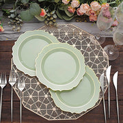 10 pcs 8" White Plastic Dessert Plates With Scalloped Rim - Disposable Tableware