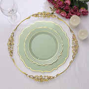 10 pcs 8" White Plastic Dessert Plates With Scalloped Rim - Disposable Tableware