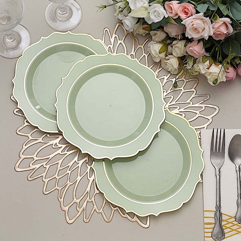 10 pcs 8" White Plastic Dessert Plates With Scalloped Rim - Disposable Tableware