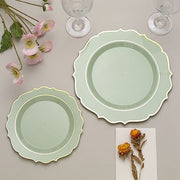 10 pcs 8" White Plastic Dessert Plates With Scalloped Rim - Disposable Tableware