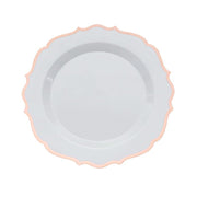 10 pcs 8" White Plastic Dessert Plates With Scalloped Rim - Disposable Tableware DSP_PLR0011_8_PARENT