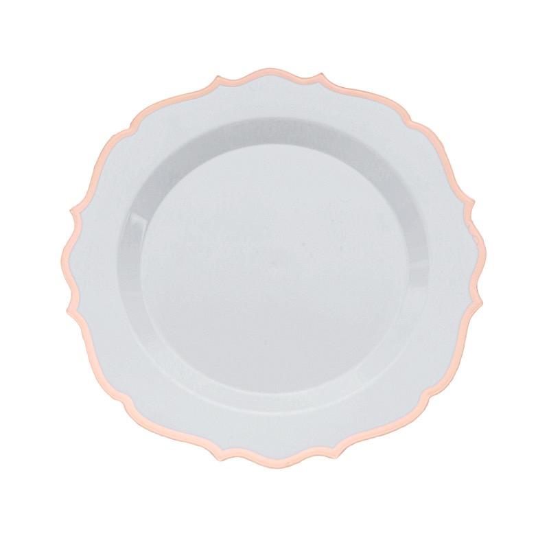 10 pcs 8" White Plastic Dessert Plates With Scalloped Rim - Disposable Tableware DSP_PLR0011_8_PARENT