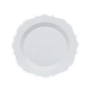 10 pcs 8" White Plastic Dessert Plates With Scalloped Rim - Disposable Tableware DSP_PLR0011_8_SILV