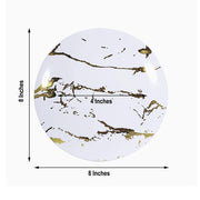 10 pcs 8" wide Marble Round Salad Plates - Disposable Tableware