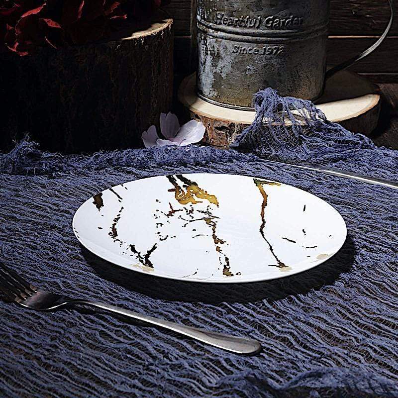 10 pcs 8" wide Marble Round Salad Plates - Disposable Tableware