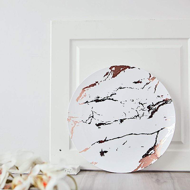 10 pcs 8" wide Marble Round Salad Plates - Disposable Tableware
