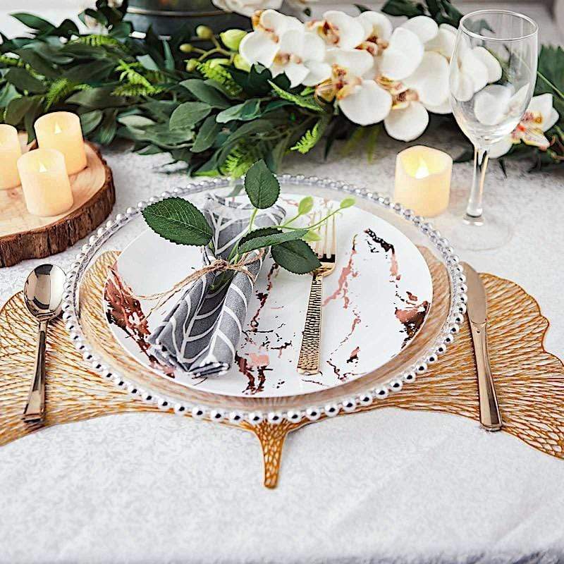 10 pcs 8" wide Marble Round Salad Plates - Disposable Tableware