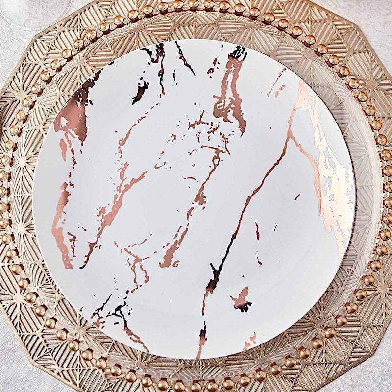10 pcs 8" wide Marble Round Salad Plates - Disposable Tableware