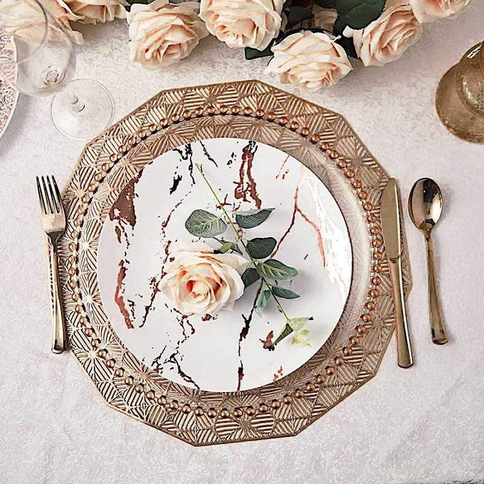 10 pcs 8" wide Marble Round Salad Plates - Disposable Tableware