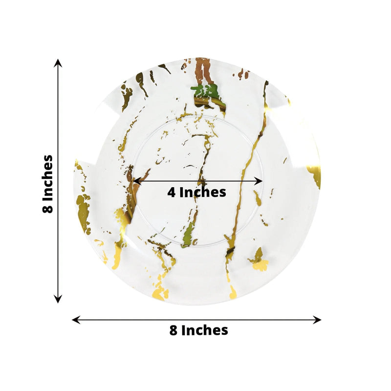 10 pcs 8" wide Marble Round Salad Plates - Disposable Tableware