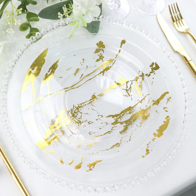 10 pcs 8" wide Marble Round Salad Plates - Disposable Tableware