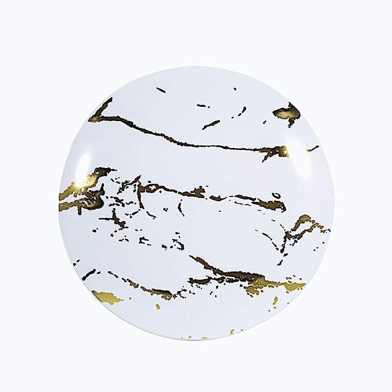 10 pcs 8" wide Marble Round Salad Plates - Disposable Tableware DSP_PLR0005_8_WHGD