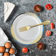 10 pcs 8" wide White Round Salad Plates with Trim - Disposable Tableware