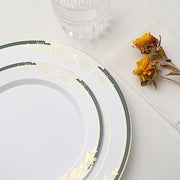 10 pcs 8" wide White Round Salad Plates with Trim - Disposable Tableware