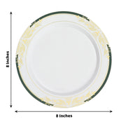 10 pcs 8" wide White Round Salad Plates with Trim - Disposable Tableware