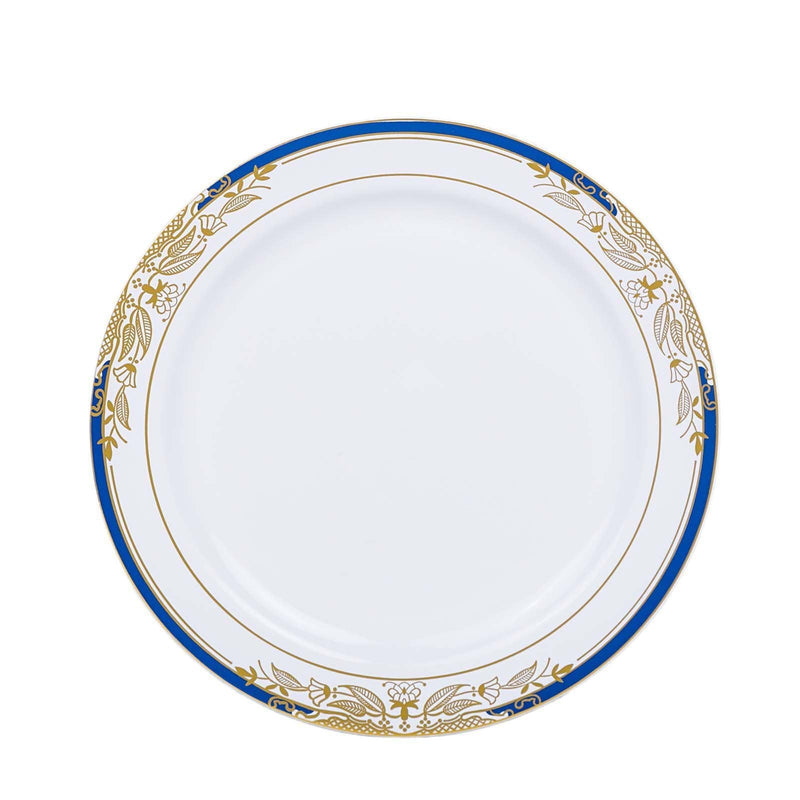 10 pcs 8" wide White Round Salad Plates with Trim - Disposable Tableware DSP_PLR0003_7_GDBL