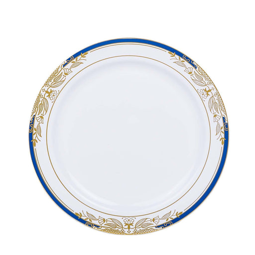 10 pcs 8" wide White Round Salad Plates with Trim - Disposable Tableware DSP_PLR0003_7_GDBL