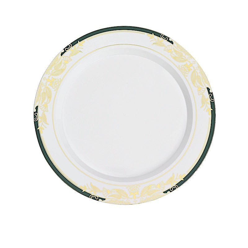 10 pcs 8" wide White Round Salad Plates with Trim - Disposable Tableware DSP_PLR0003_7_GDHN