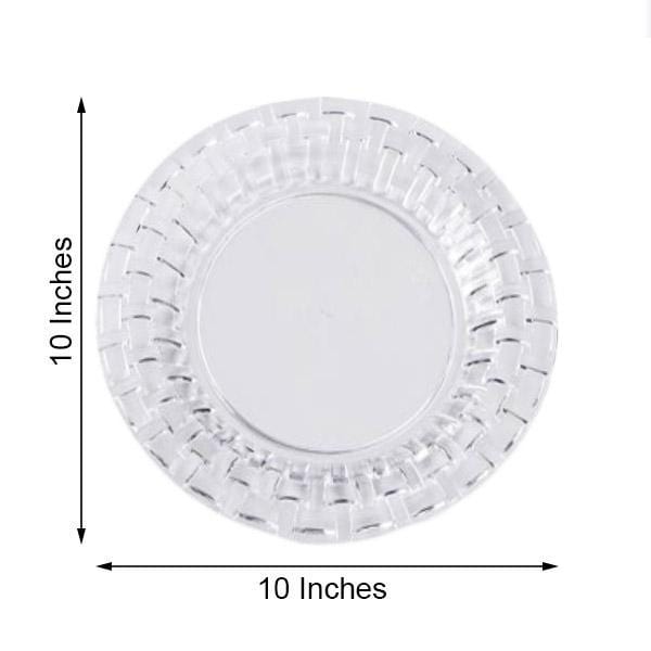 10 pcs Clear Round Dessert Plates with Basketweave - Disposable Tableware
