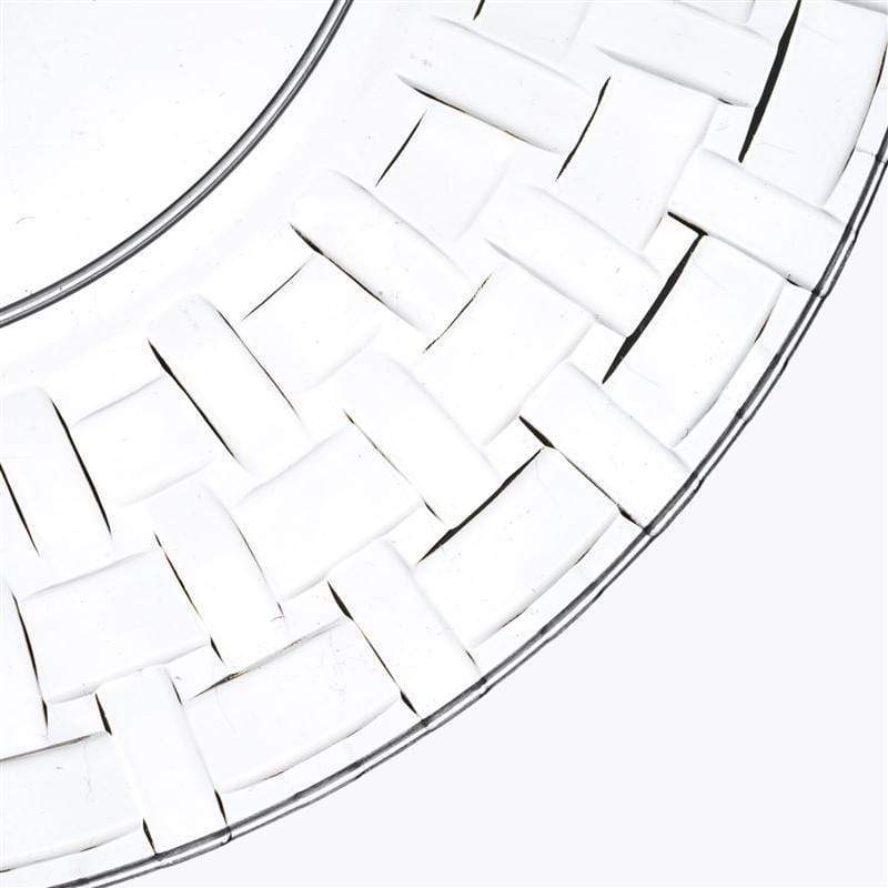 10 pcs Clear Round Dessert Plates with Basketweave - Disposable Tableware