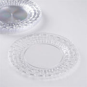 10 pcs Clear Round Dessert Plates with Basketweave - Disposable Tableware
