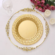 10 pcs Clear Round Dessert Plates with Basketweave - Disposable Tableware