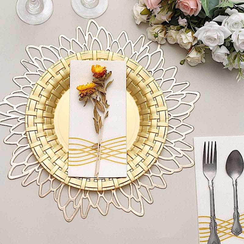 10 pcs Clear Round Dessert Plates with Basketweave - Disposable Tableware