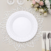 10 pcs Clear Round Dessert Plates with Basketweave - Disposable Tableware