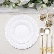 10 pcs Clear Round Dessert Plates with Basketweave - Disposable Tableware