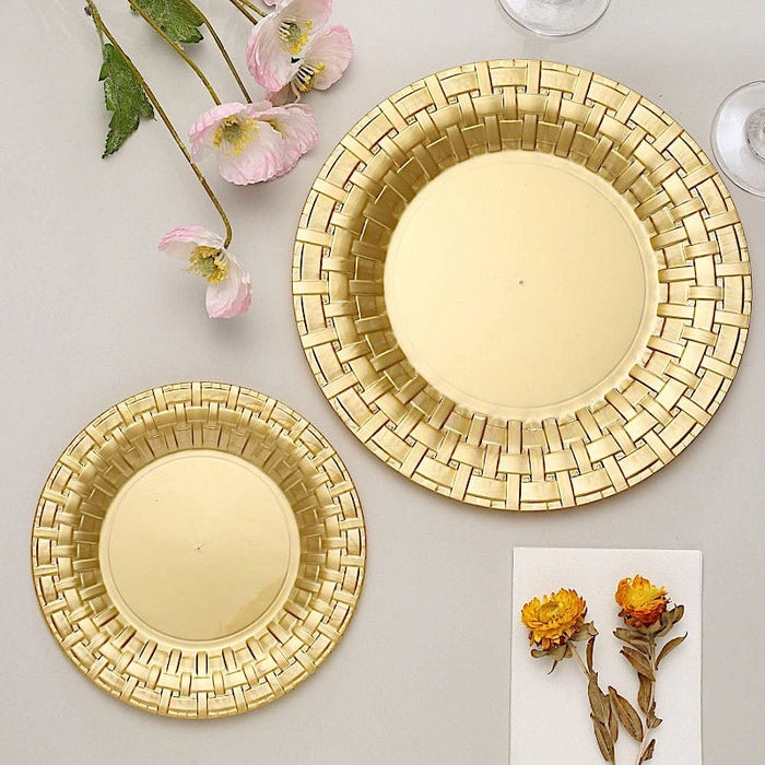10 pcs Clear Round Dessert Plates with Basketweave - Disposable Tableware
