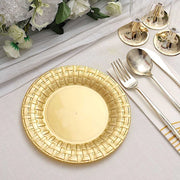 10 pcs Clear Round Dessert Plates with Basketweave - Disposable Tableware