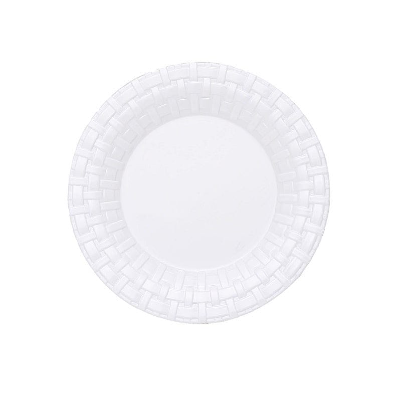 10 pcs Clear Round Dessert Plates with Basketweave - Disposable Tableware