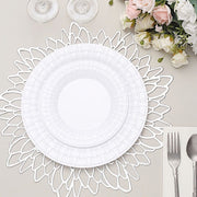 10 pcs Clear Round Dessert Plates with Basketweave - Disposable Tableware