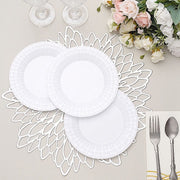 10 pcs Clear Round Dessert Plates with Basketweave - Disposable Tableware