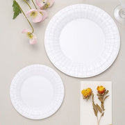 10 pcs Clear Round Dessert Plates with Basketweave - Disposable Tableware