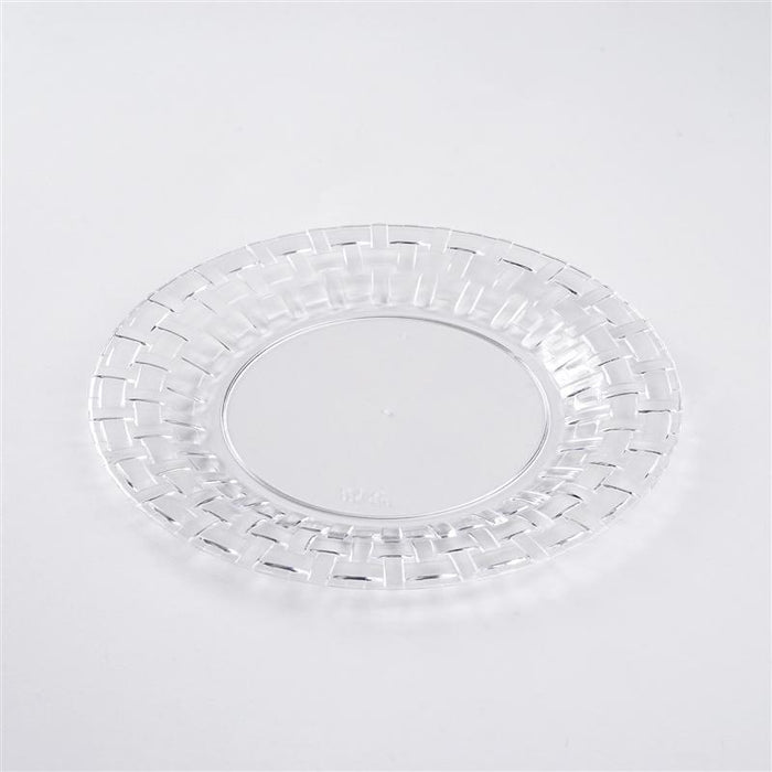 10 pcs Clear Round Dessert Plates with Basketweave - Disposable Tableware PLST_PLA0031_CLR