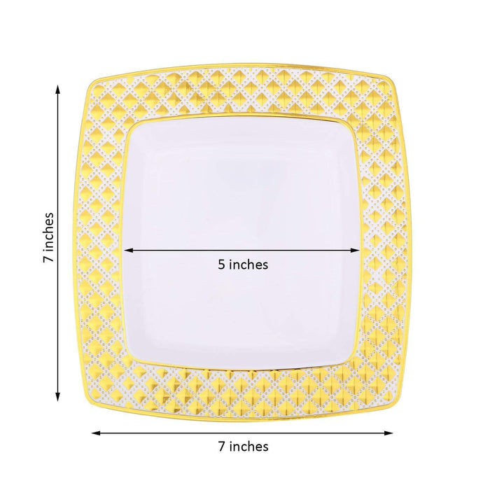 10 pcs Diamond Rim Square Plates Disposable Tableware