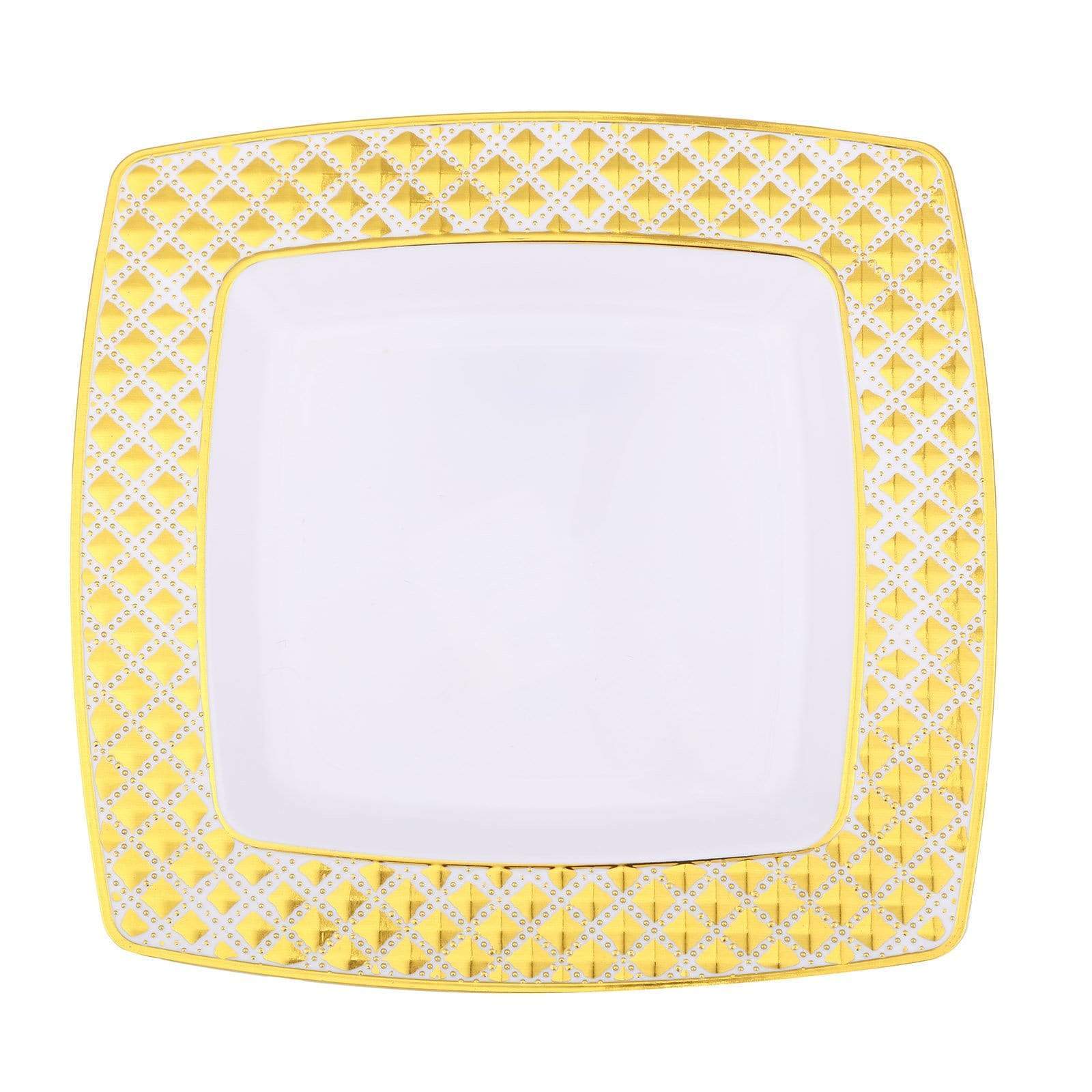 10 pcs Diamond Rim Square Plates Disposable Tableware DSP_PLS0001_7_GOLD