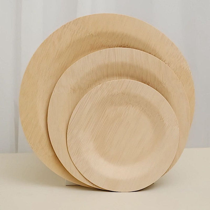 10 pcs Natural Bamboo Sustainable Round Plates - Disposable Tableware
